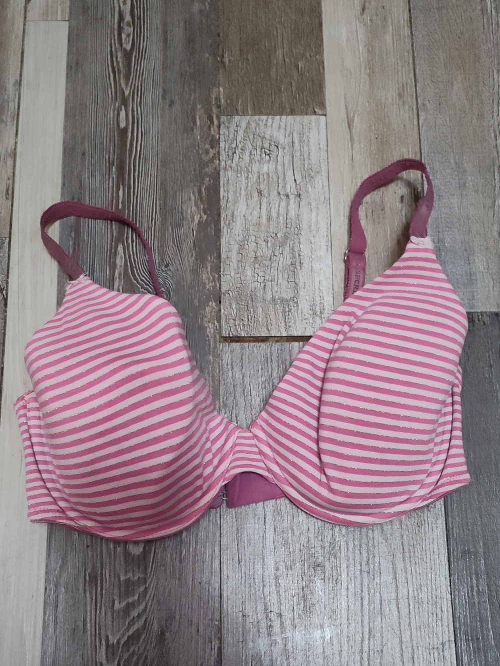 5/$25 SALE Lined Full Coverage 34DD Victoria's Secret Pink Striped Underwire Bra